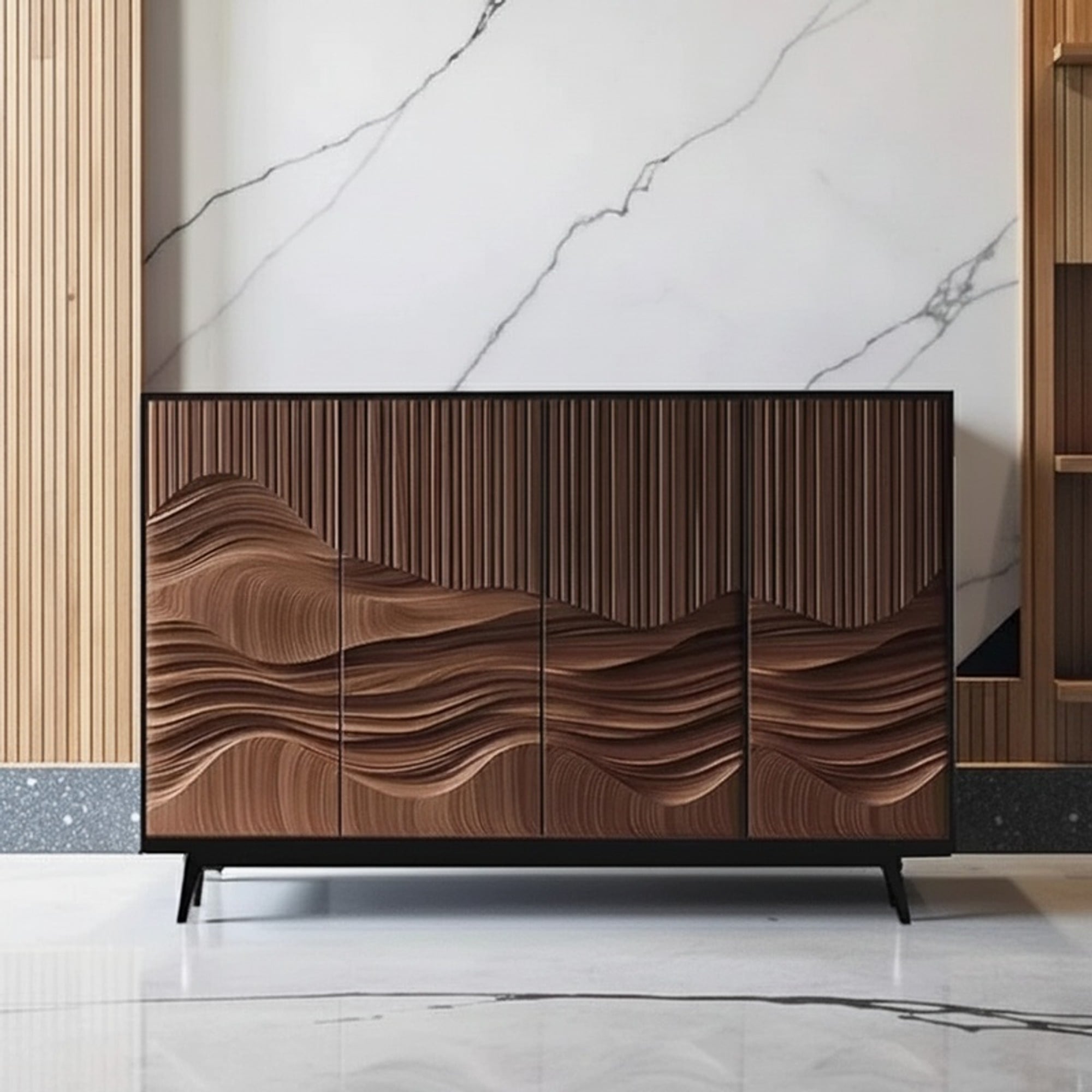 63" Organic Modern Solid Wood Sideboard with Storage