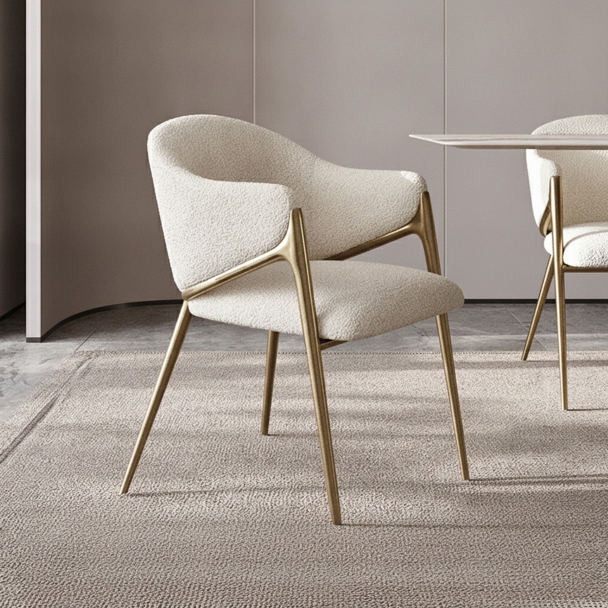 Luxury Bouclé Dining Chair with Arms
