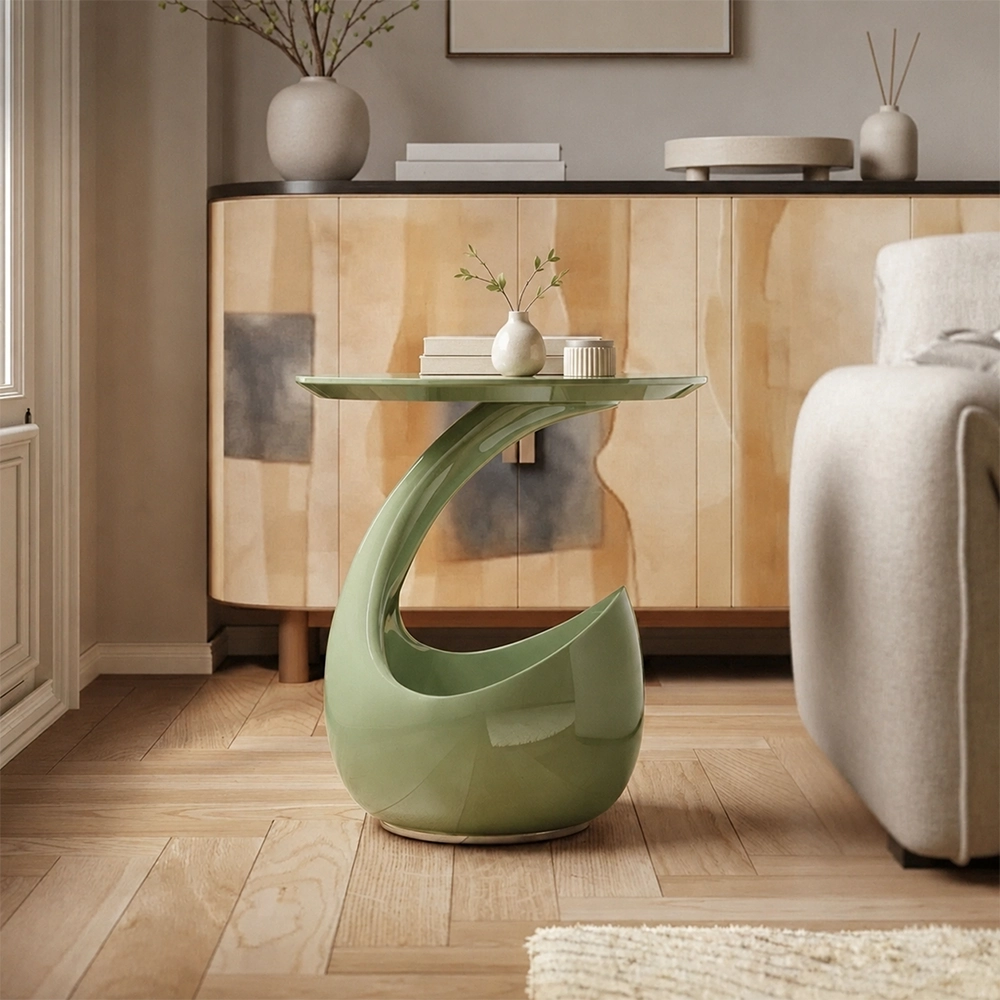 16.5" Organic Modern Resin Round Side Table