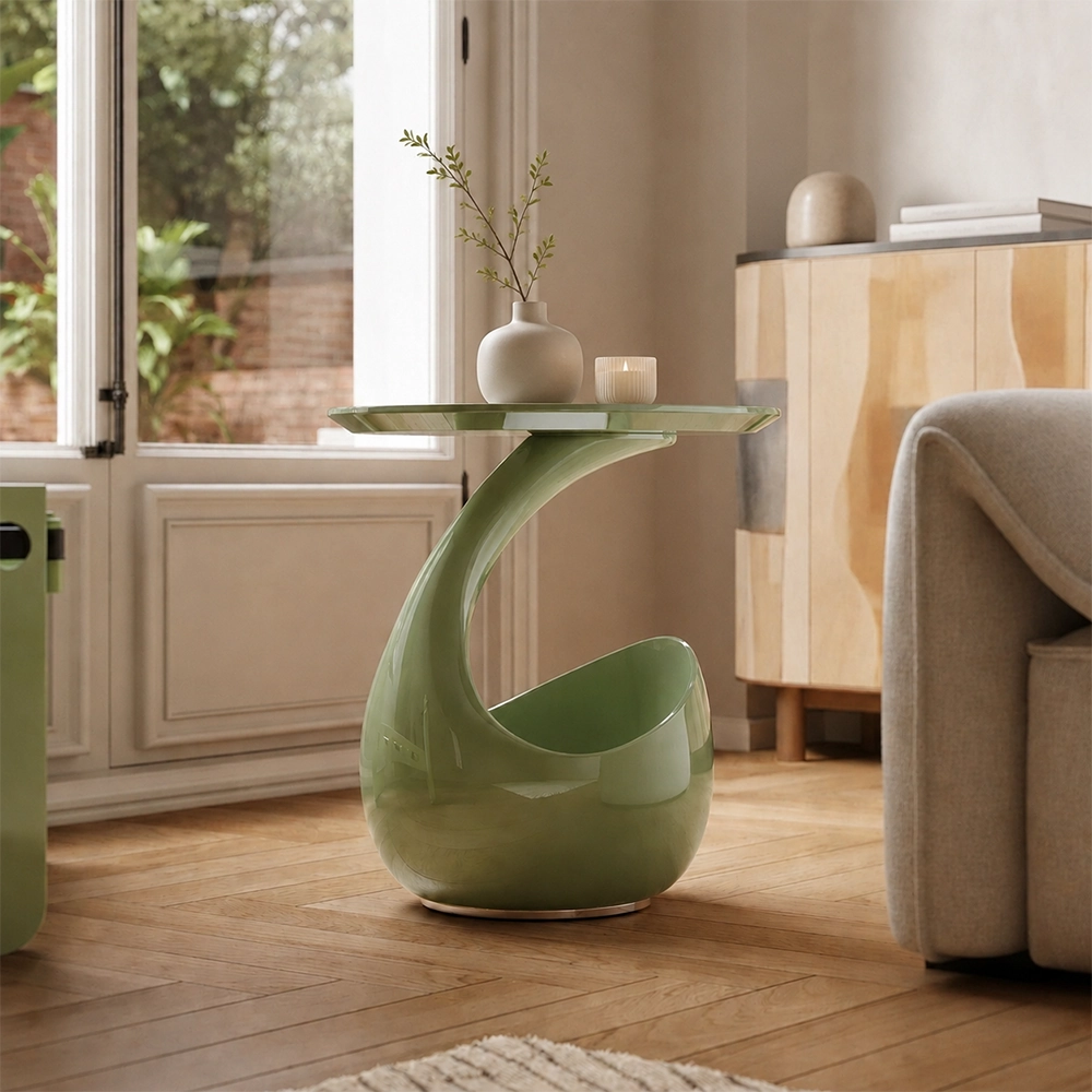 16.5" Organic Modern Resin Round Side Table