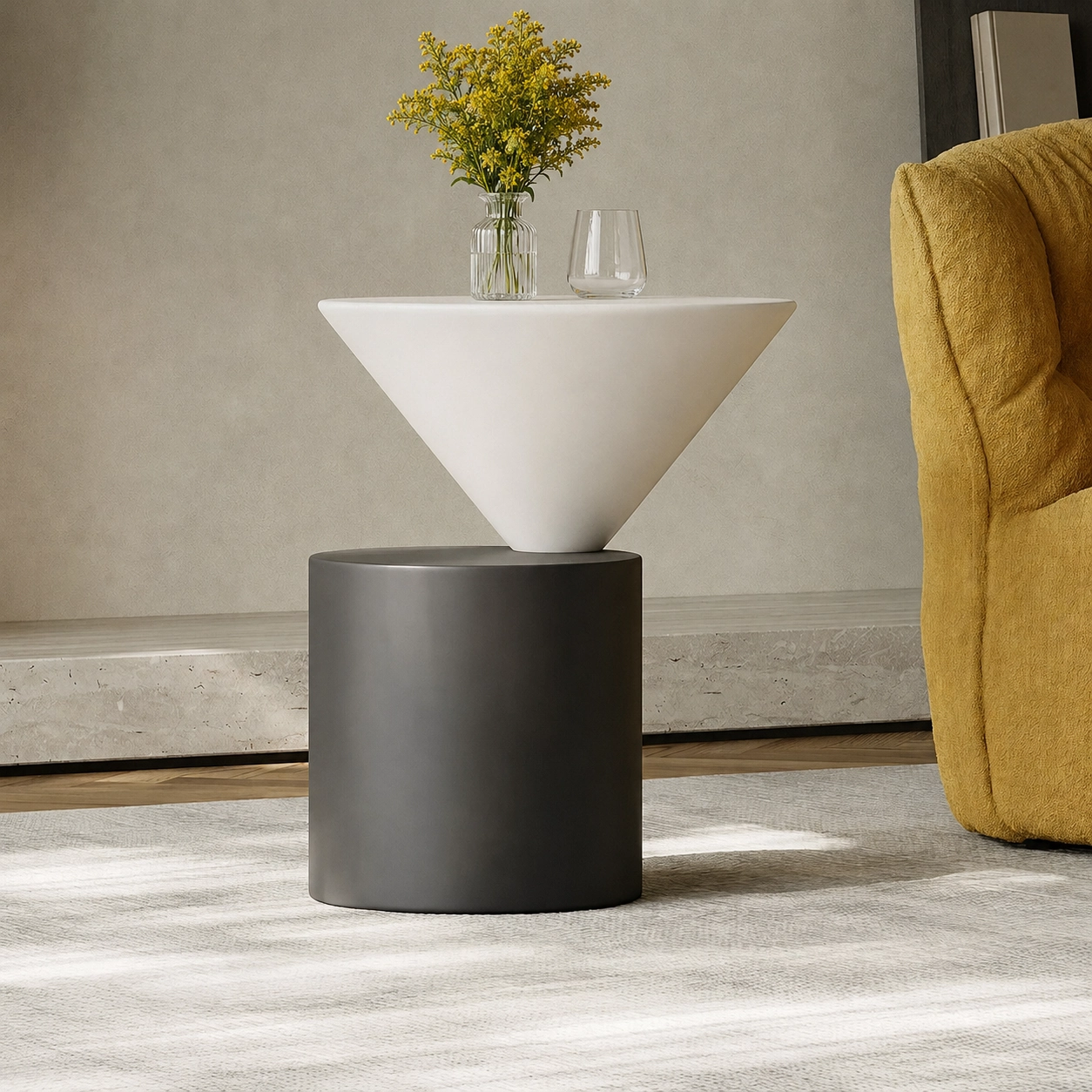 11.8" Contemporary Solid Wood Round Side Table