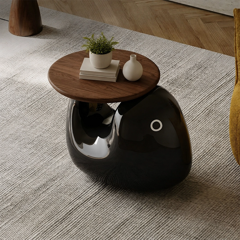 27.6" Contemporary Resin Round Side Table
