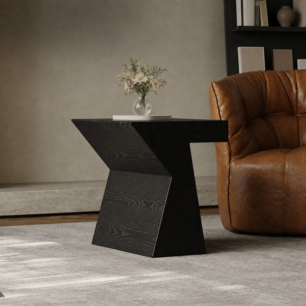 15.7" Modern Solid Wood Side Table Small Space
