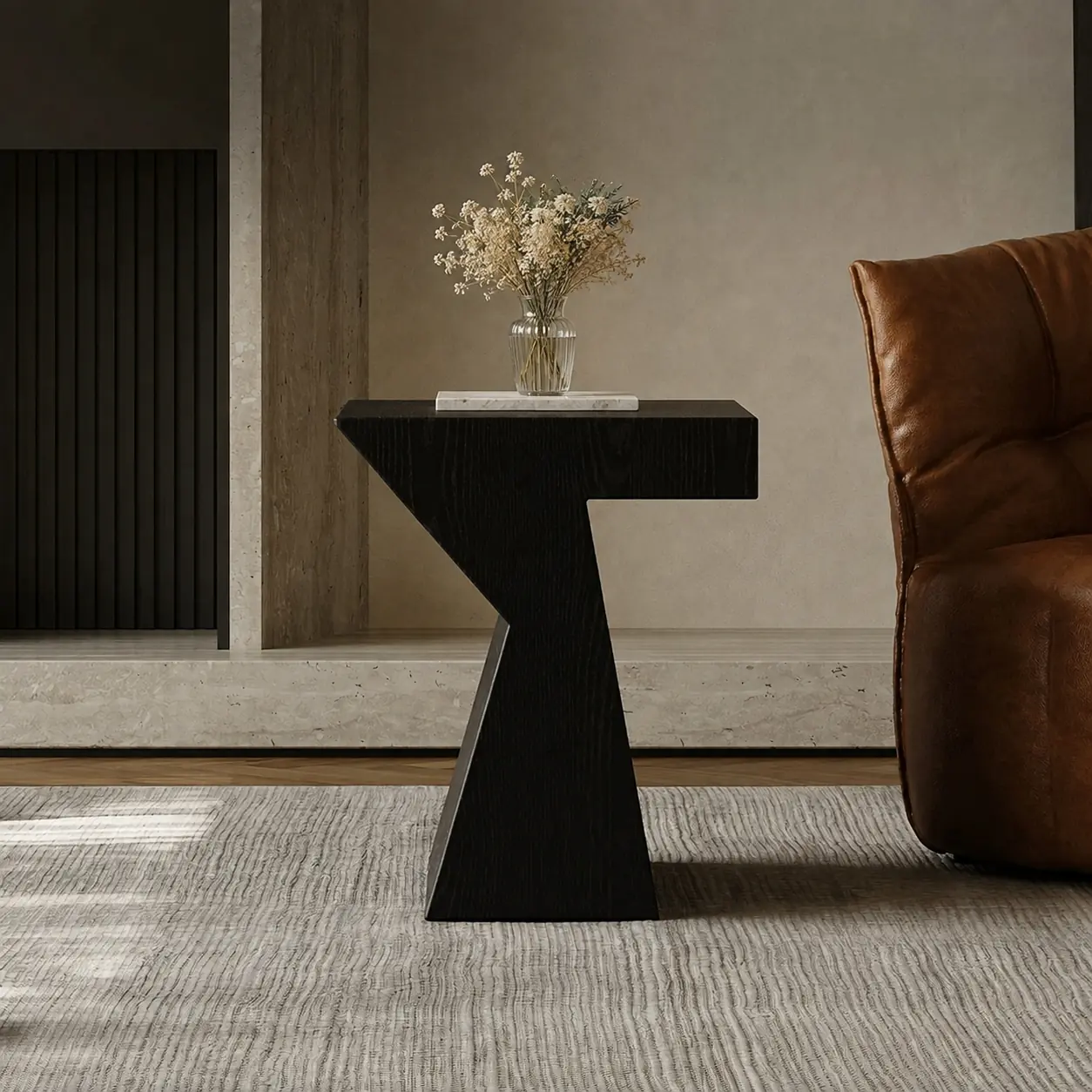 15.7" Modern Solid Wood Side Table Small Space