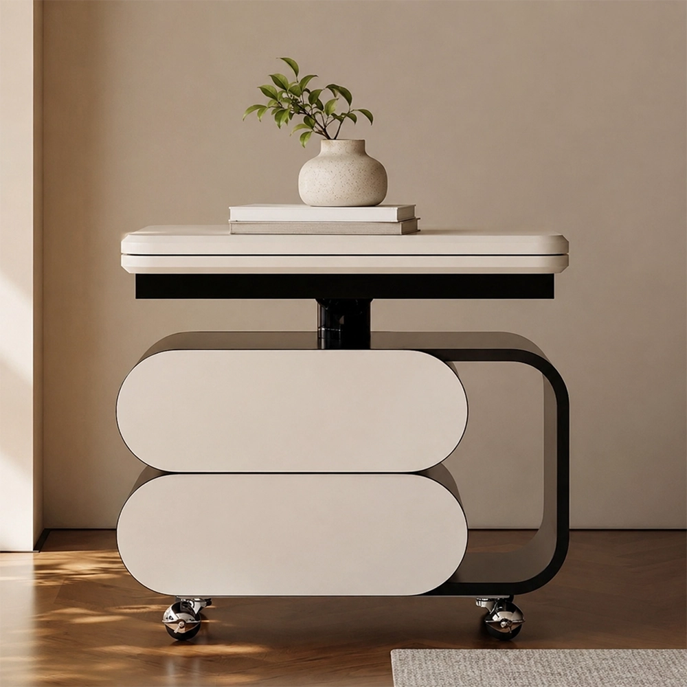 47.2" Organic Modern Engineered Wood Round Side Table