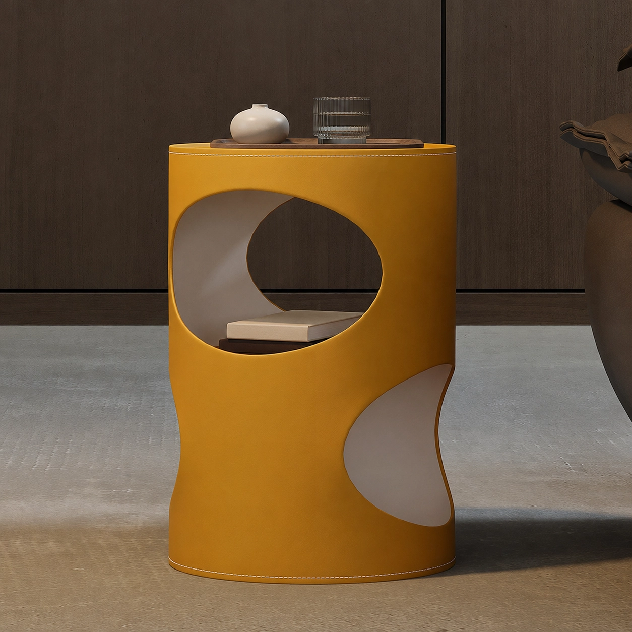 17.7" Organic Modern Metal Round Side Table
