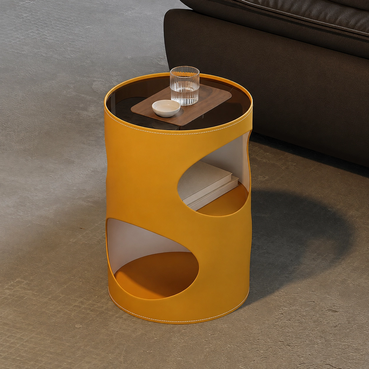 17.7" Organic Modern Metal Round Side Table