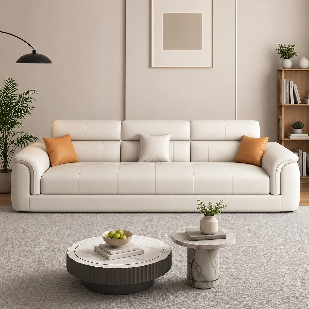 126" Contemporary Leather Oversized Sofa