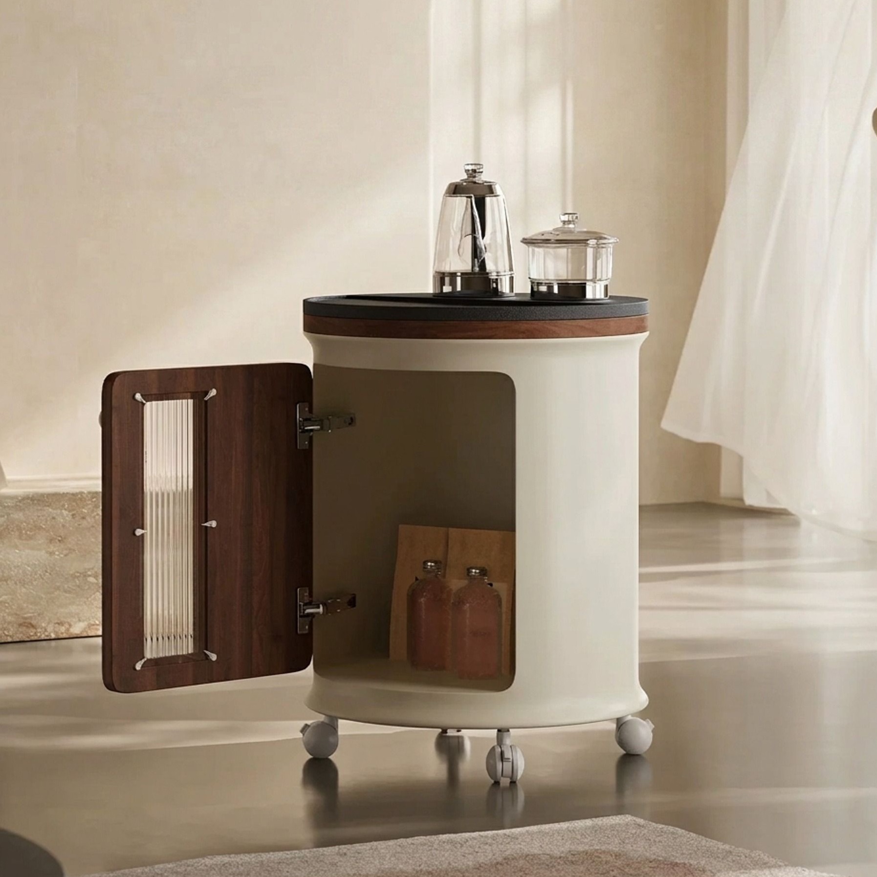 19.7" Contemporary Engineered Wood Round Side Table
