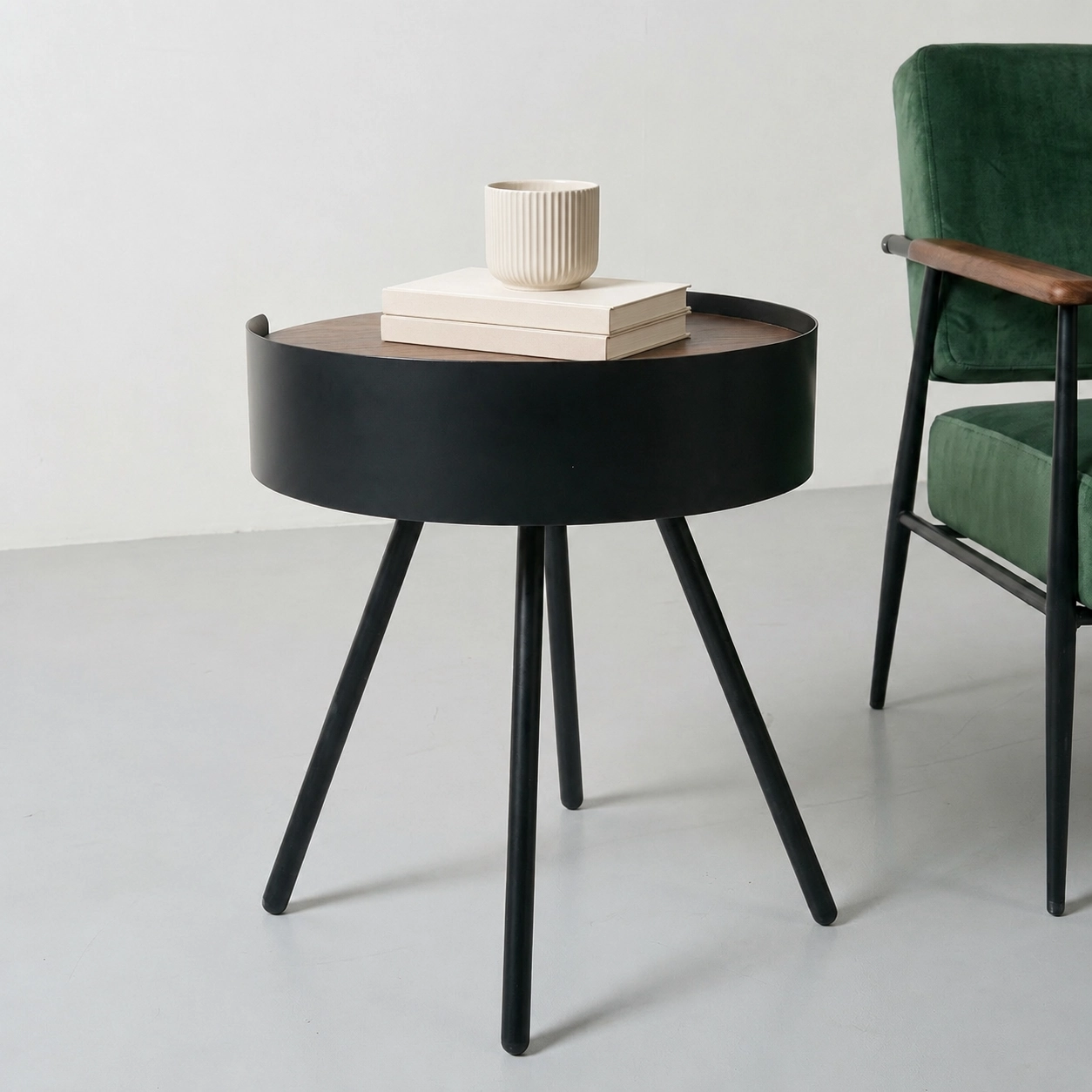 17.5" Modern Engineered Wood Round Side Table
