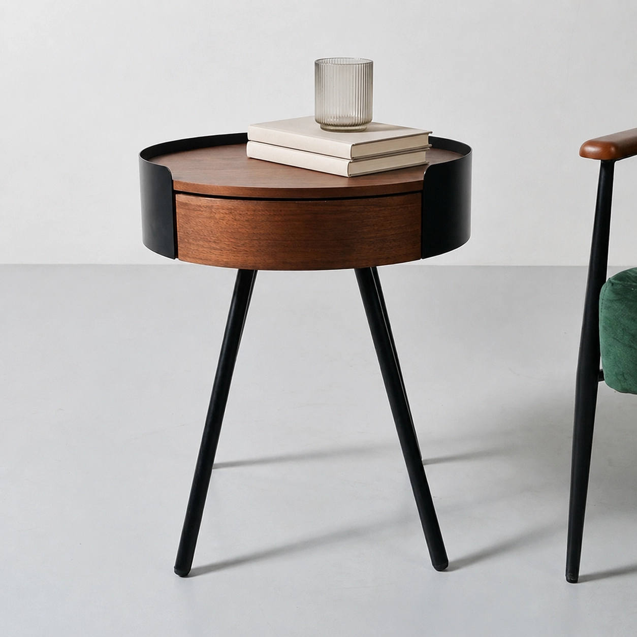17.5" Modern Engineered Wood Round Side Table