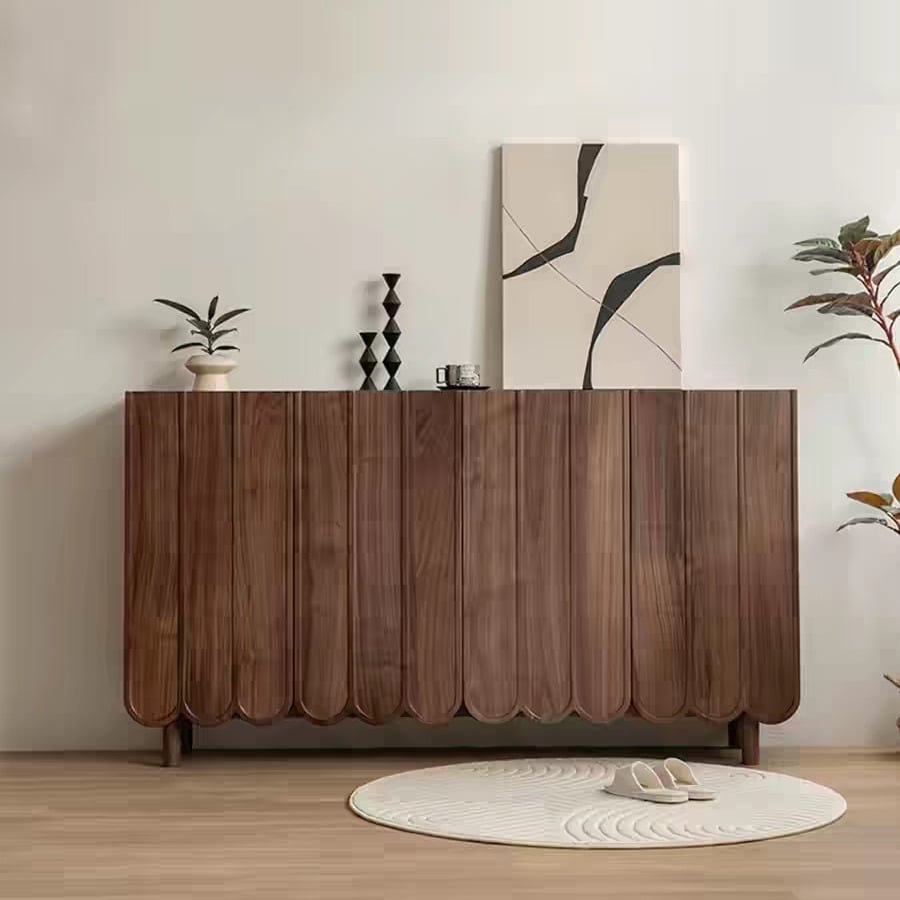 35.4" Japandi Solid Wood Shoe Cabinet with Flip Drawers