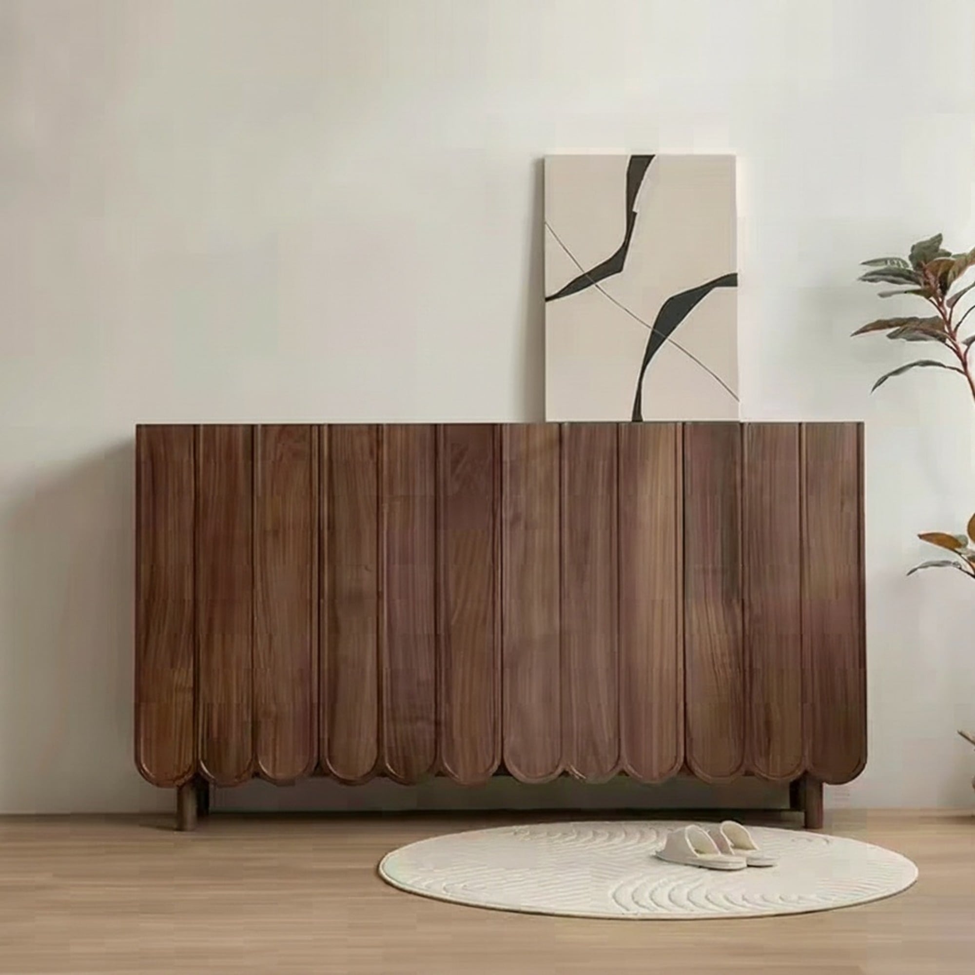 35.4" Japandi Solid Wood Shoe Cabinet with Flip Drawers
