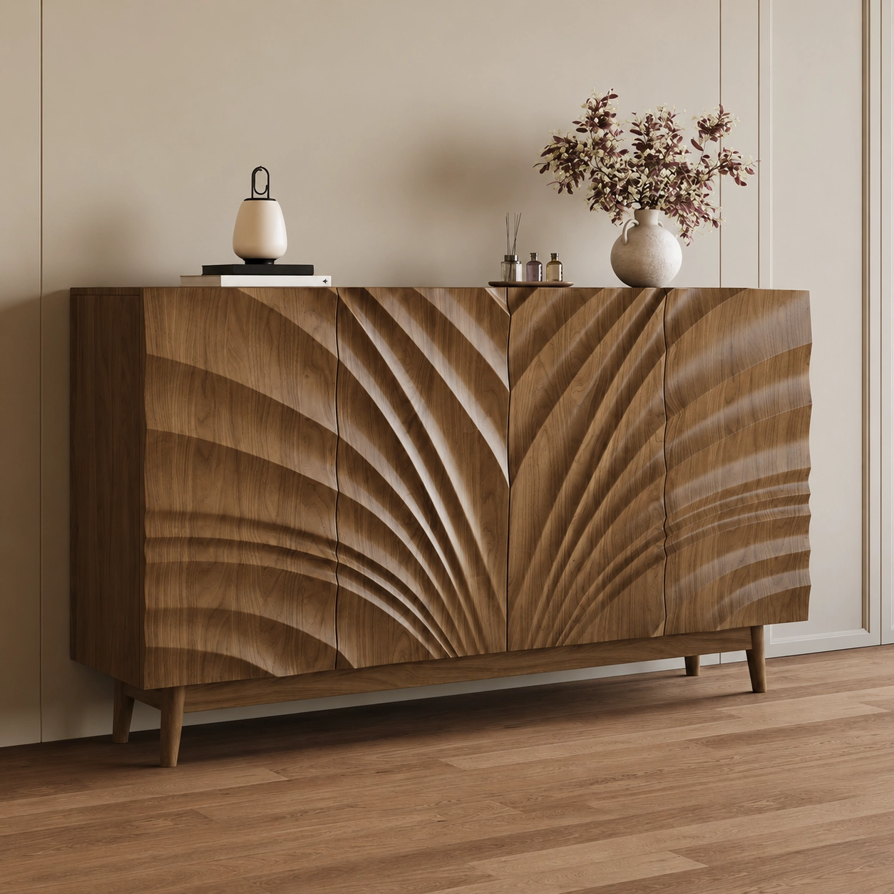 Vintage Carved Console Cabinet