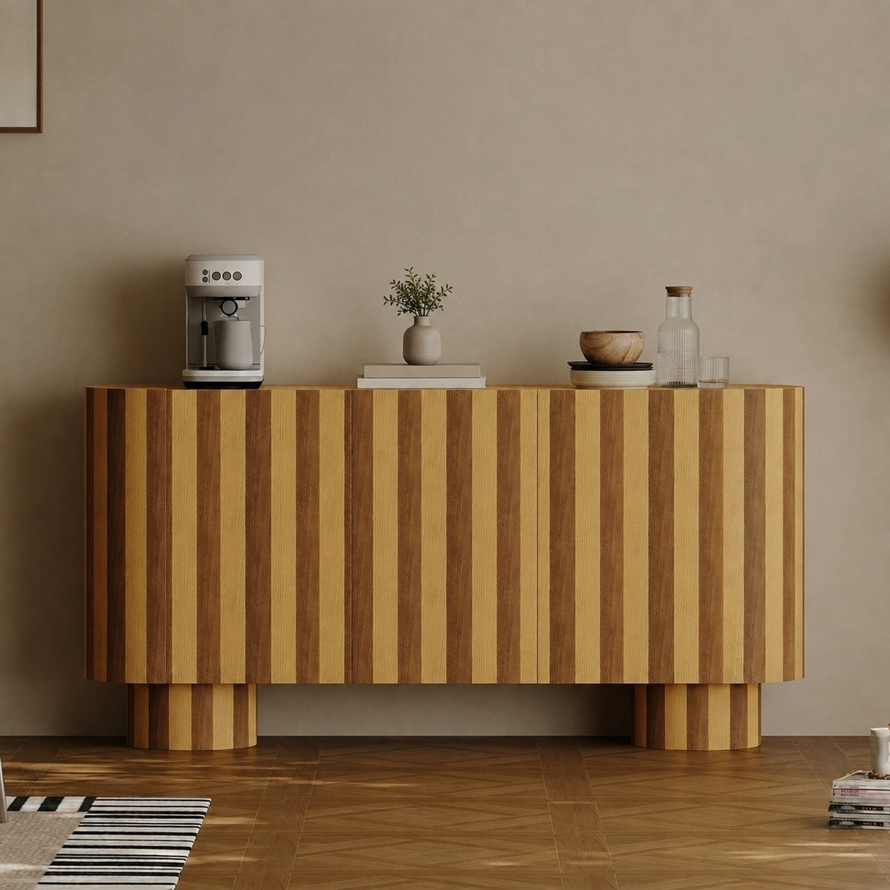63" Art Deco Plywood Sideboard with Storage