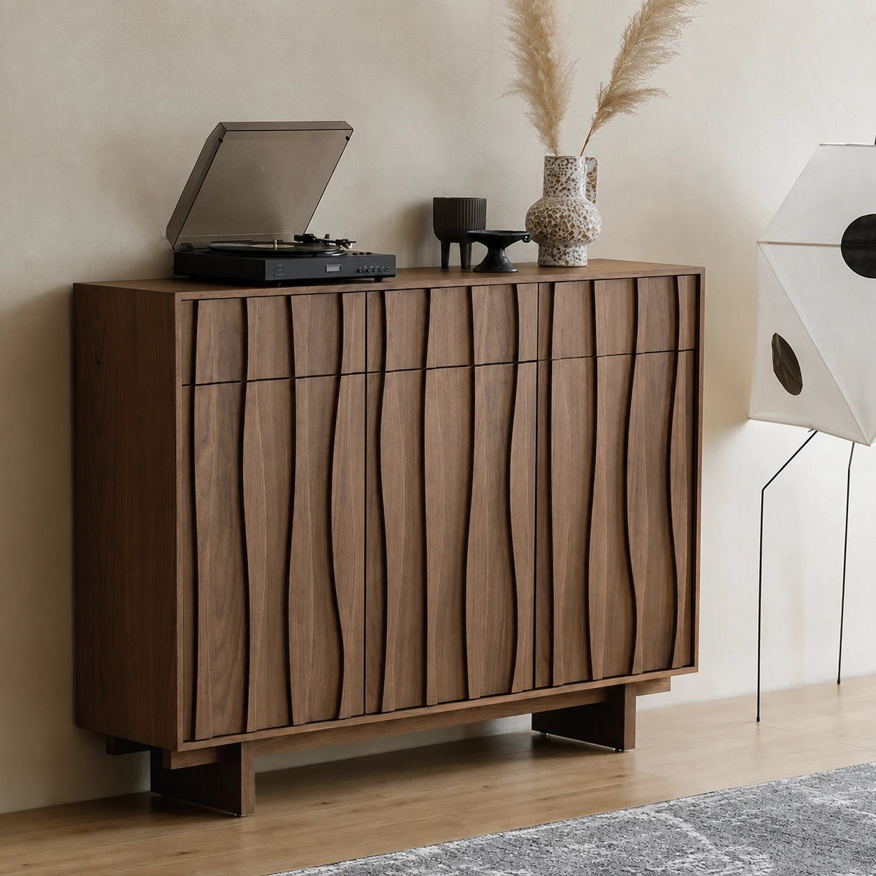 47.2" Contemporary Plywood Shoe Cabinet with Flip Drawers