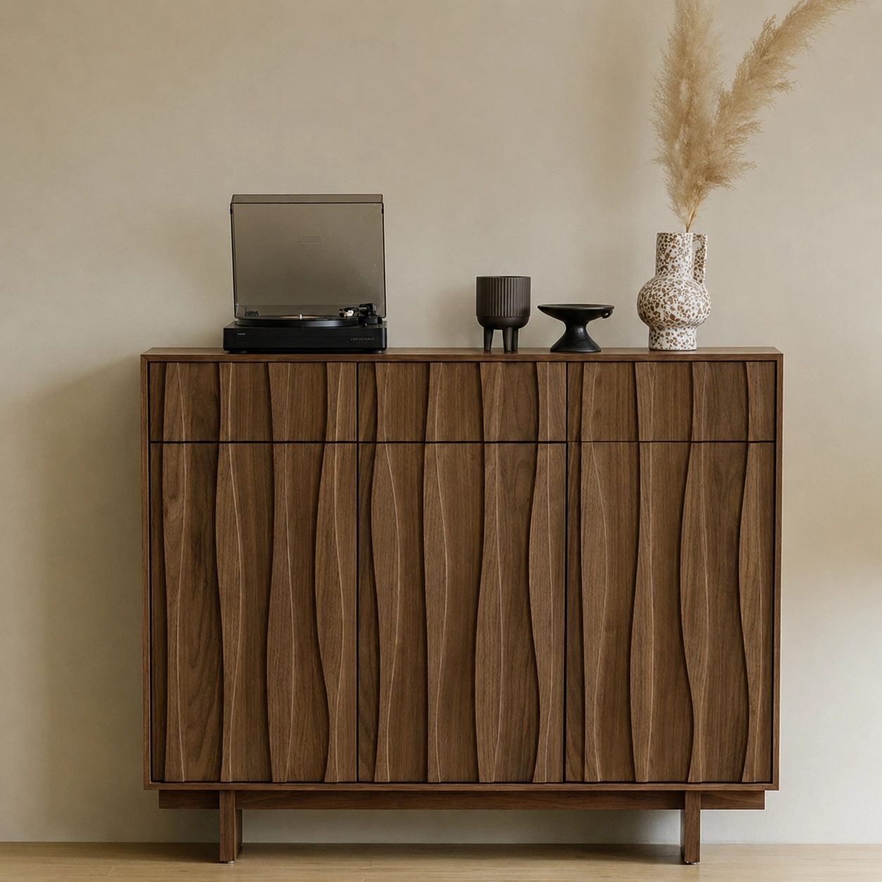 47.2" Contemporary Plywood Shoe Cabinet with Flip Drawers