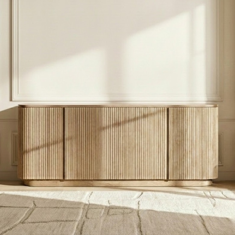 Solid Wood Slatted Sideboard