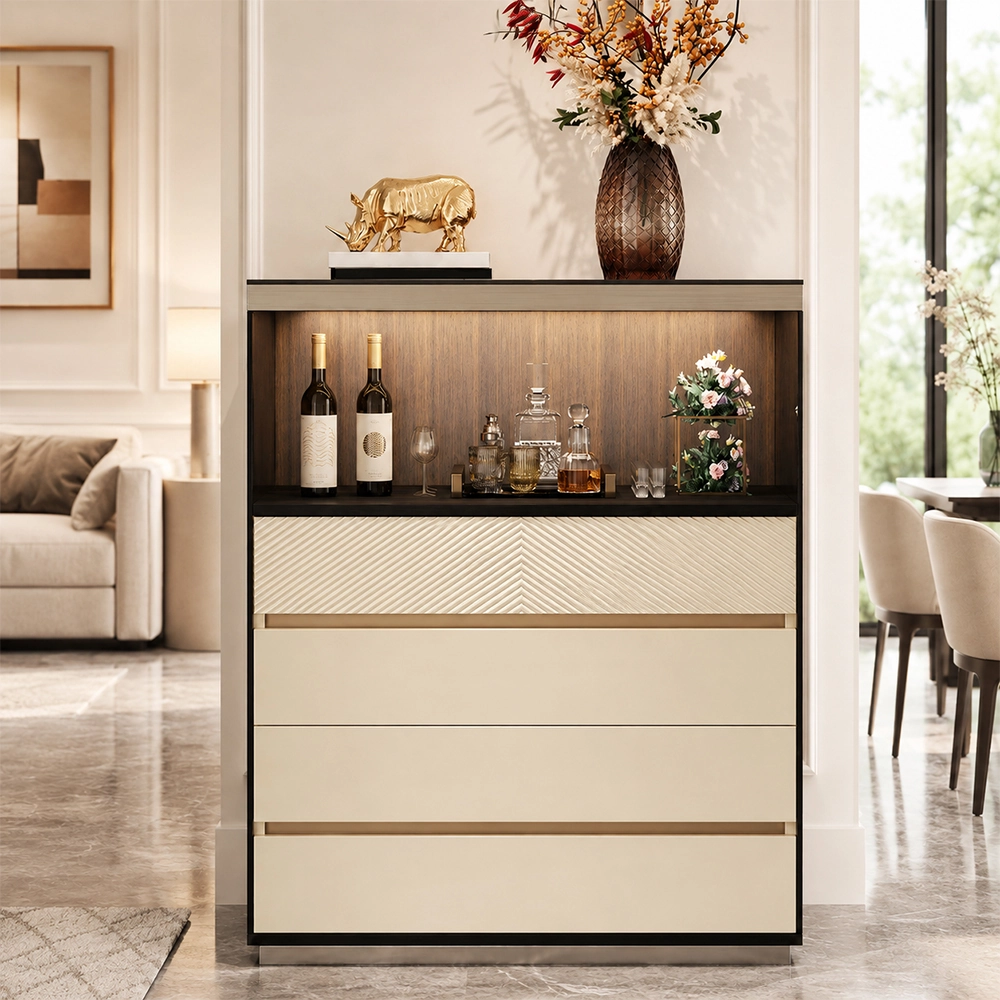 Two-Tone Glass Display Buffet