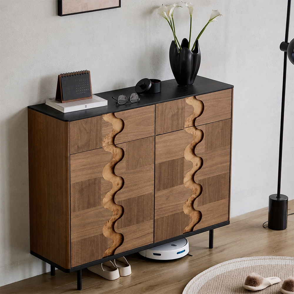 Wabi-Sabi Black Walnut Shoe Cabinet
