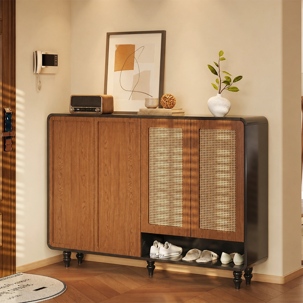 Woven Rattan Entryway Cabinet