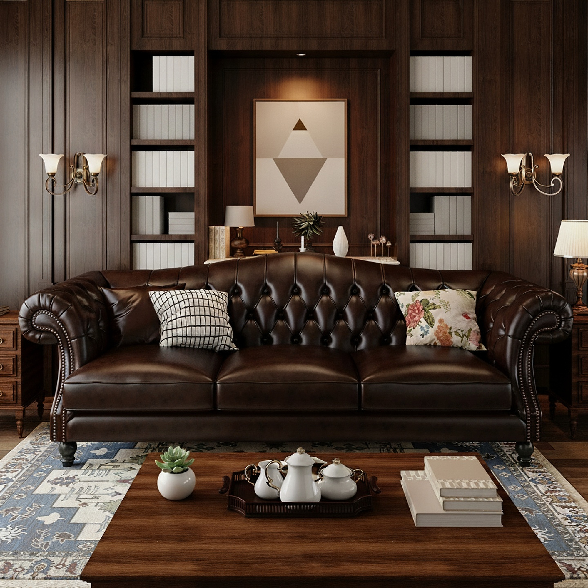 Vintage Tufted Leather Sofa