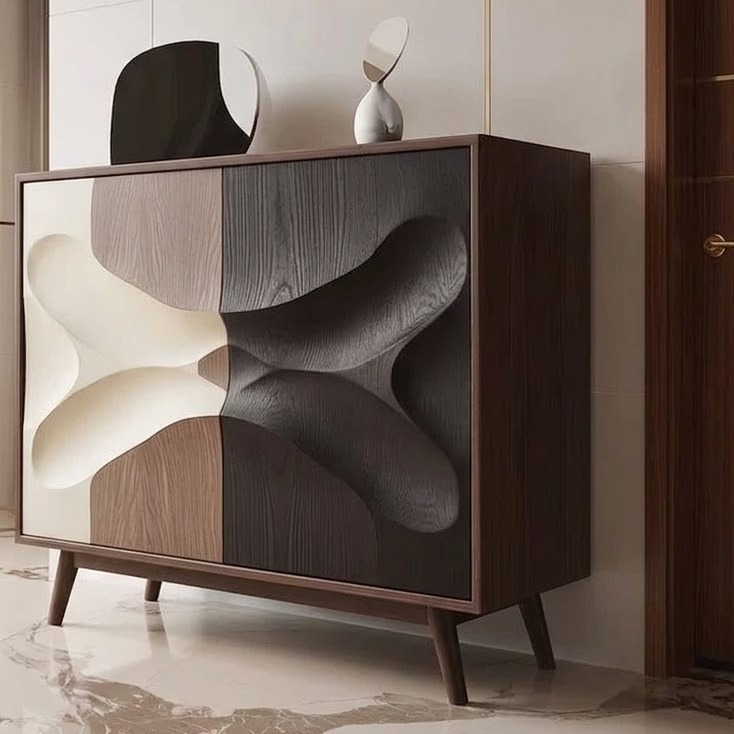 Two-Tone Solid Wood Entryway Cabinet