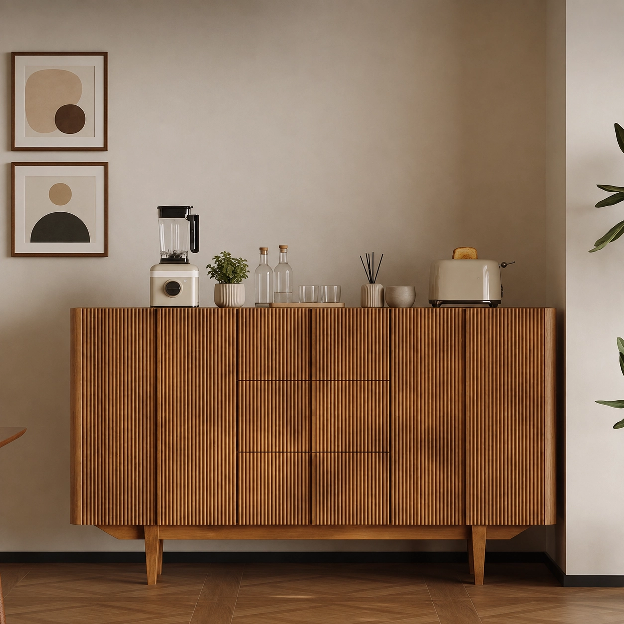 63" Japandi Plywood Sideboard with Drawers