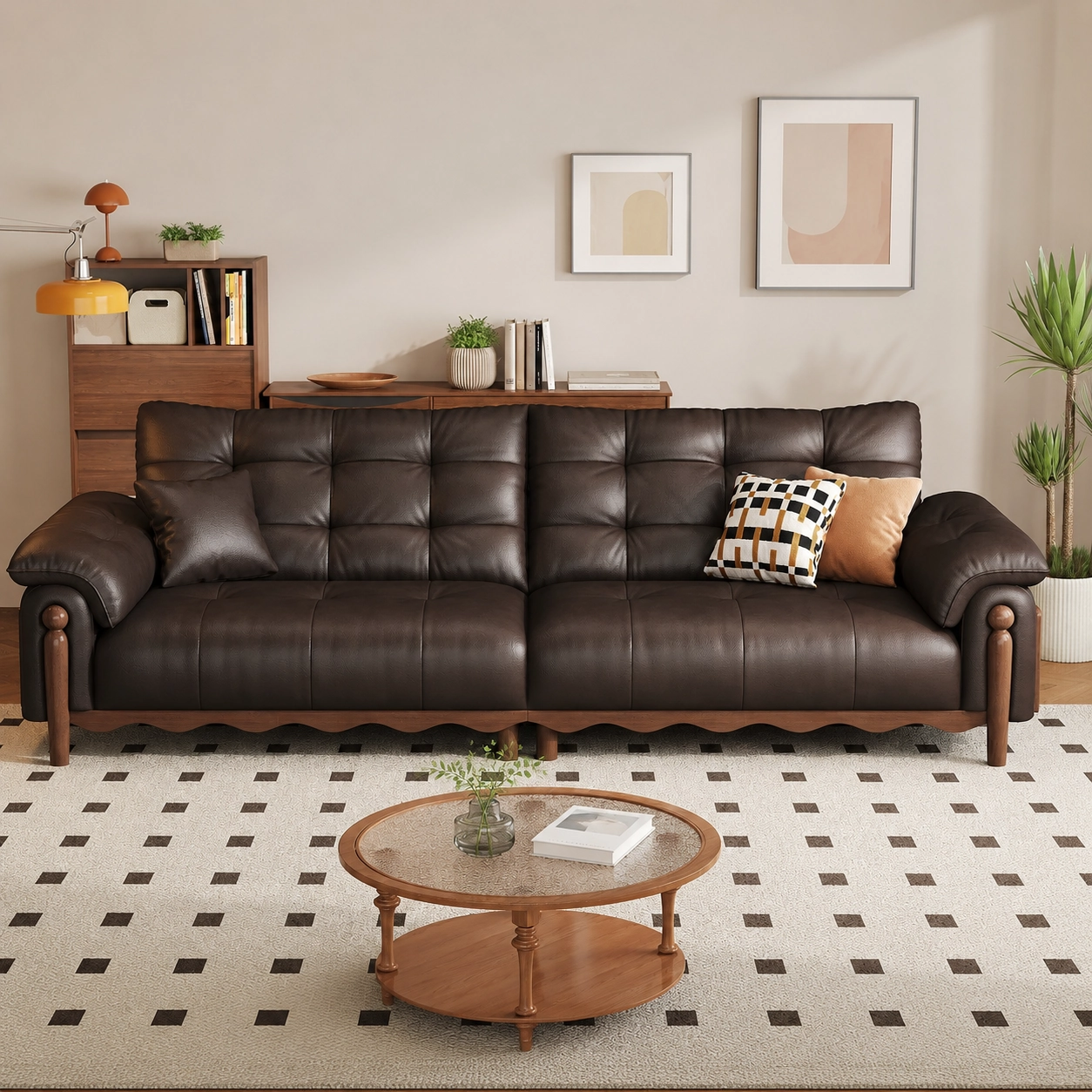 Vintage Leather Tufted Sofa