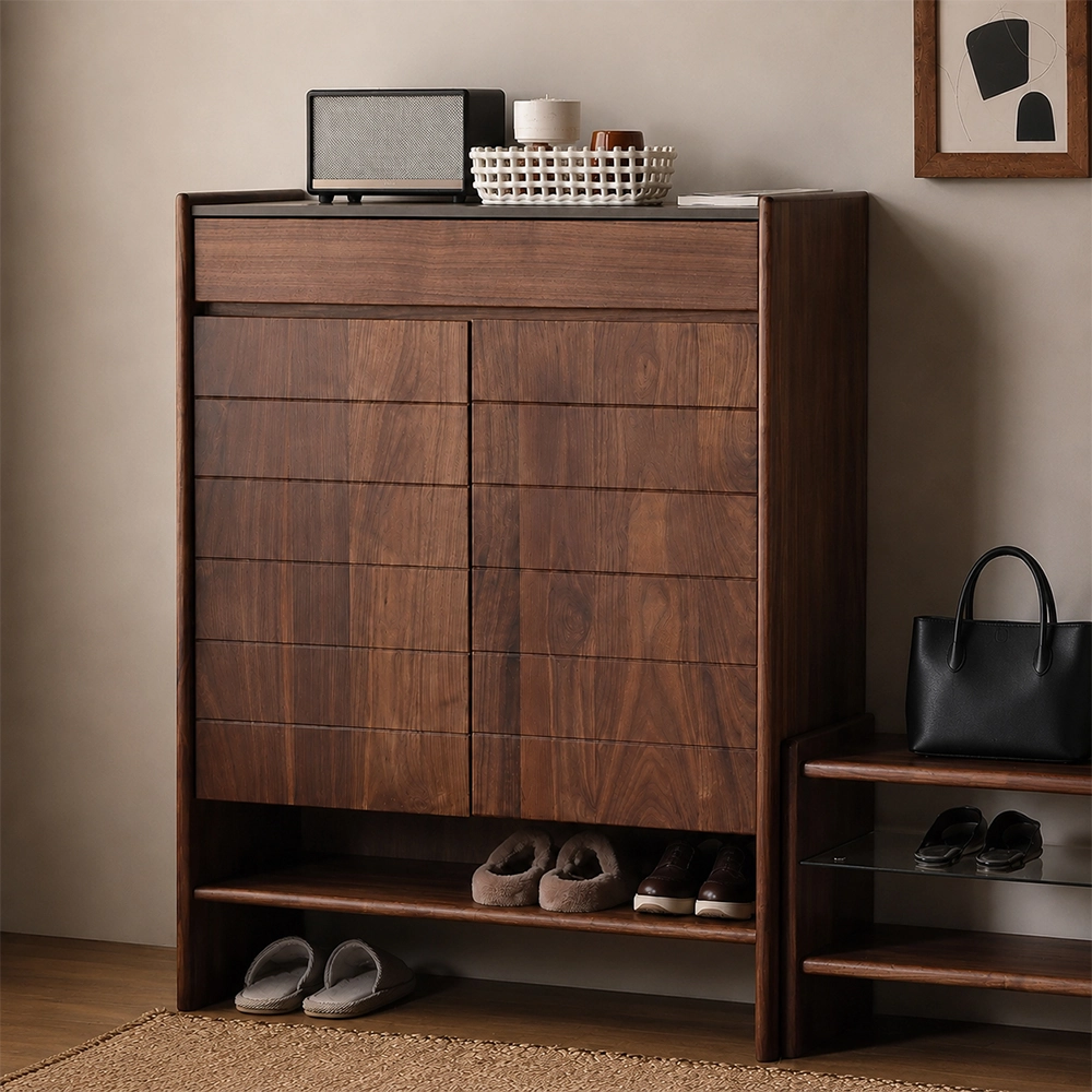 Black Walnut Entryway Shoe Cabinet