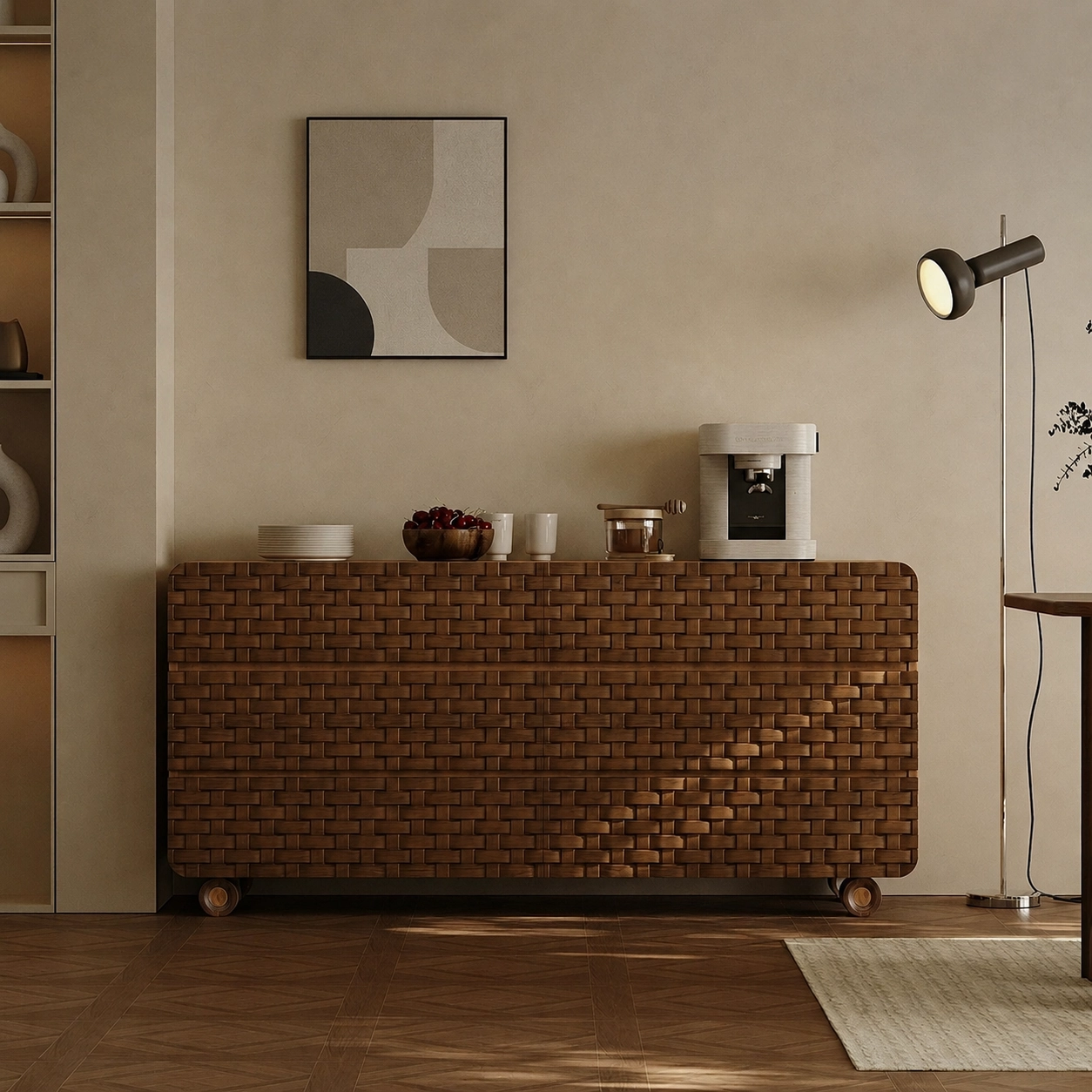 59.1" Organic Modern Plywood Sideboard with Storage