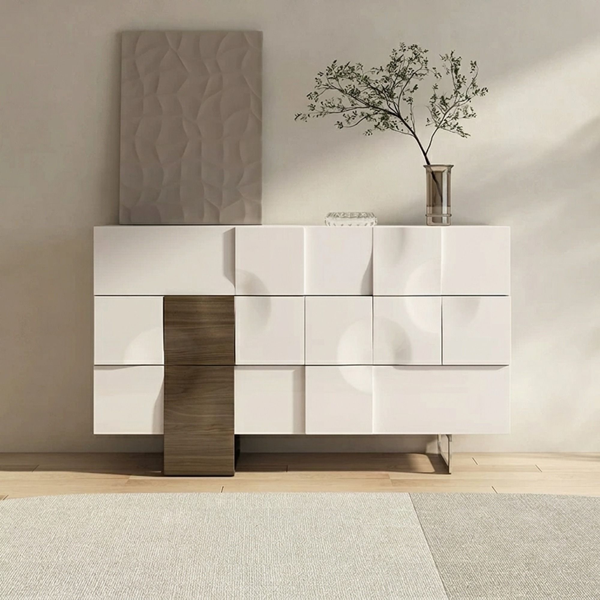 Color-Block Sideboard with Mirrored Base