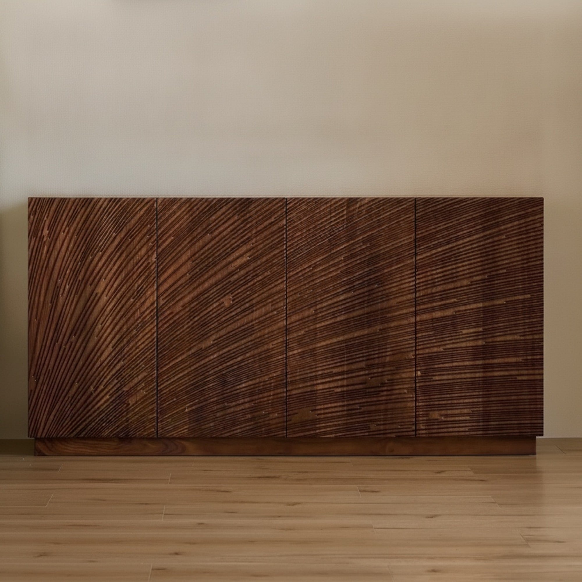 Artistic Carved Solid Walnut Sideboard