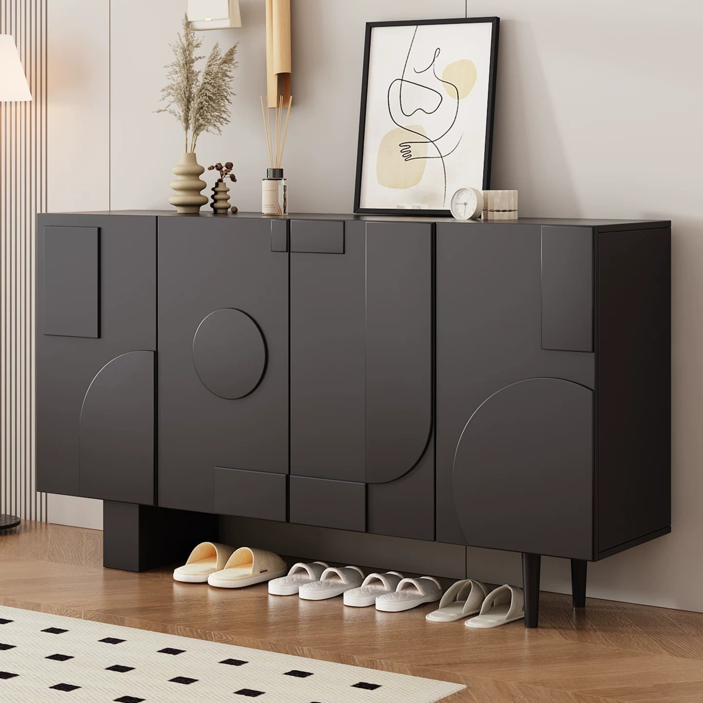 31.5" Modern Particle Board Shoe Cabinet with Doors