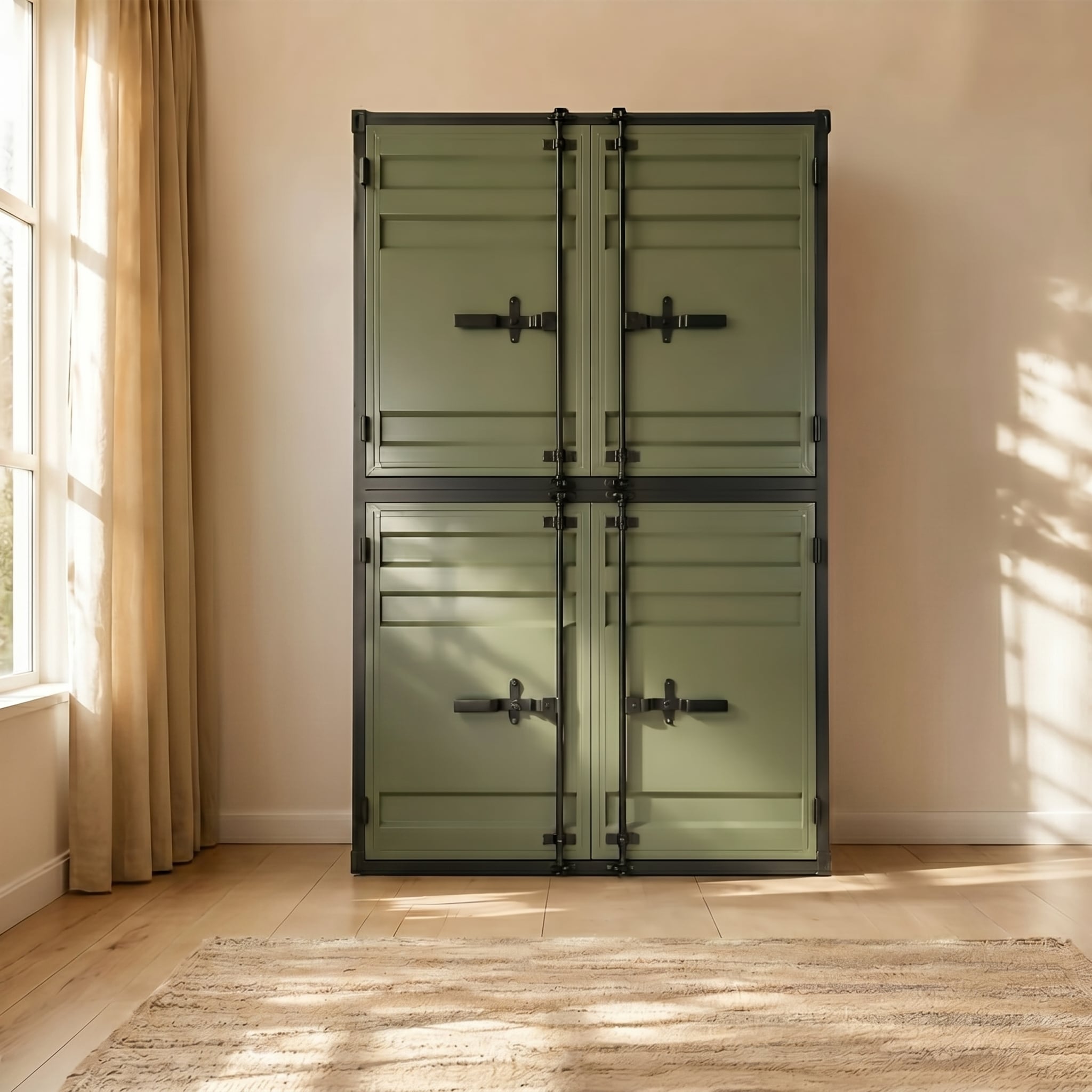31.5" Modern Metal Wardrobe & Armoires with Large Storage