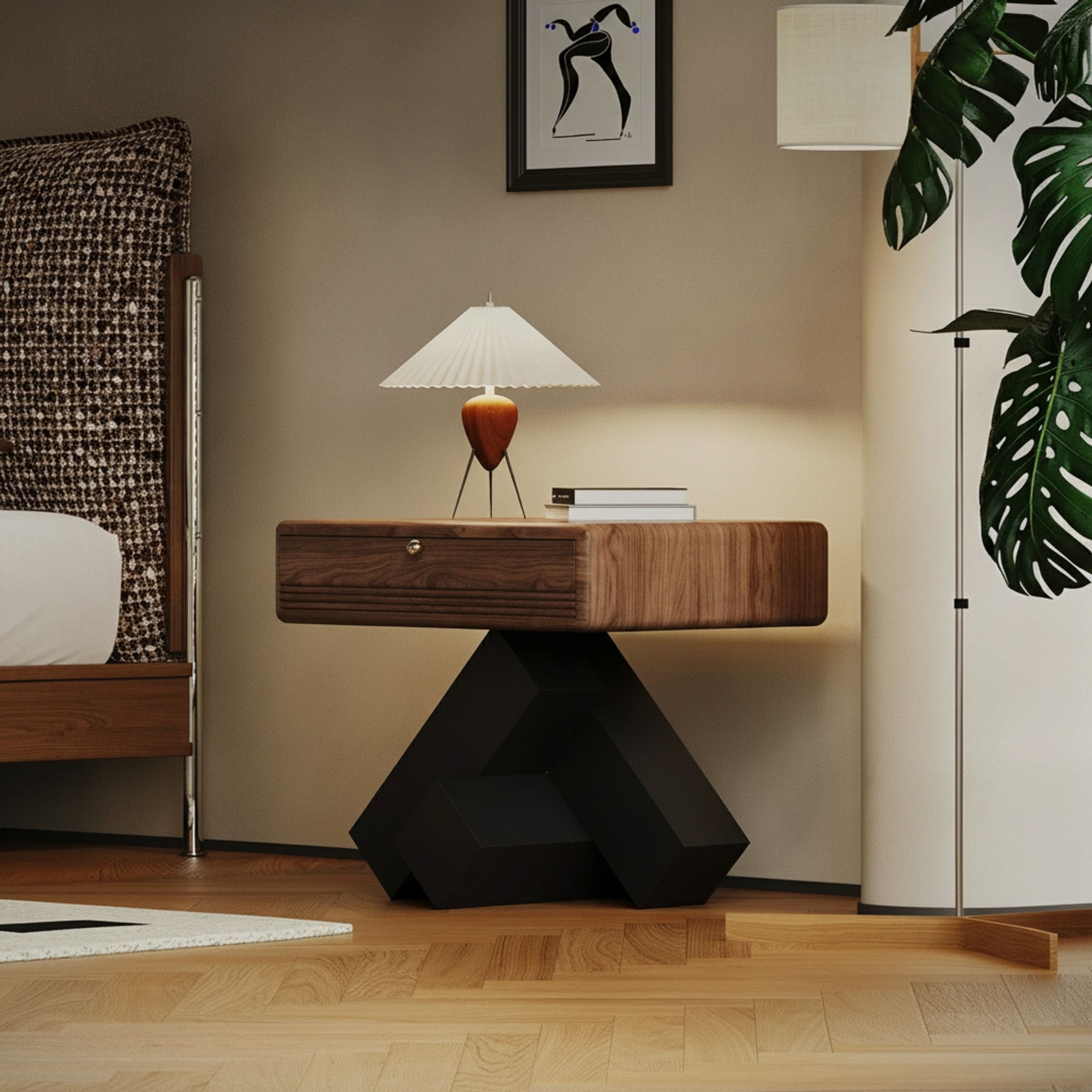 23.6" Modern Engineered Wood Nightstand Floating