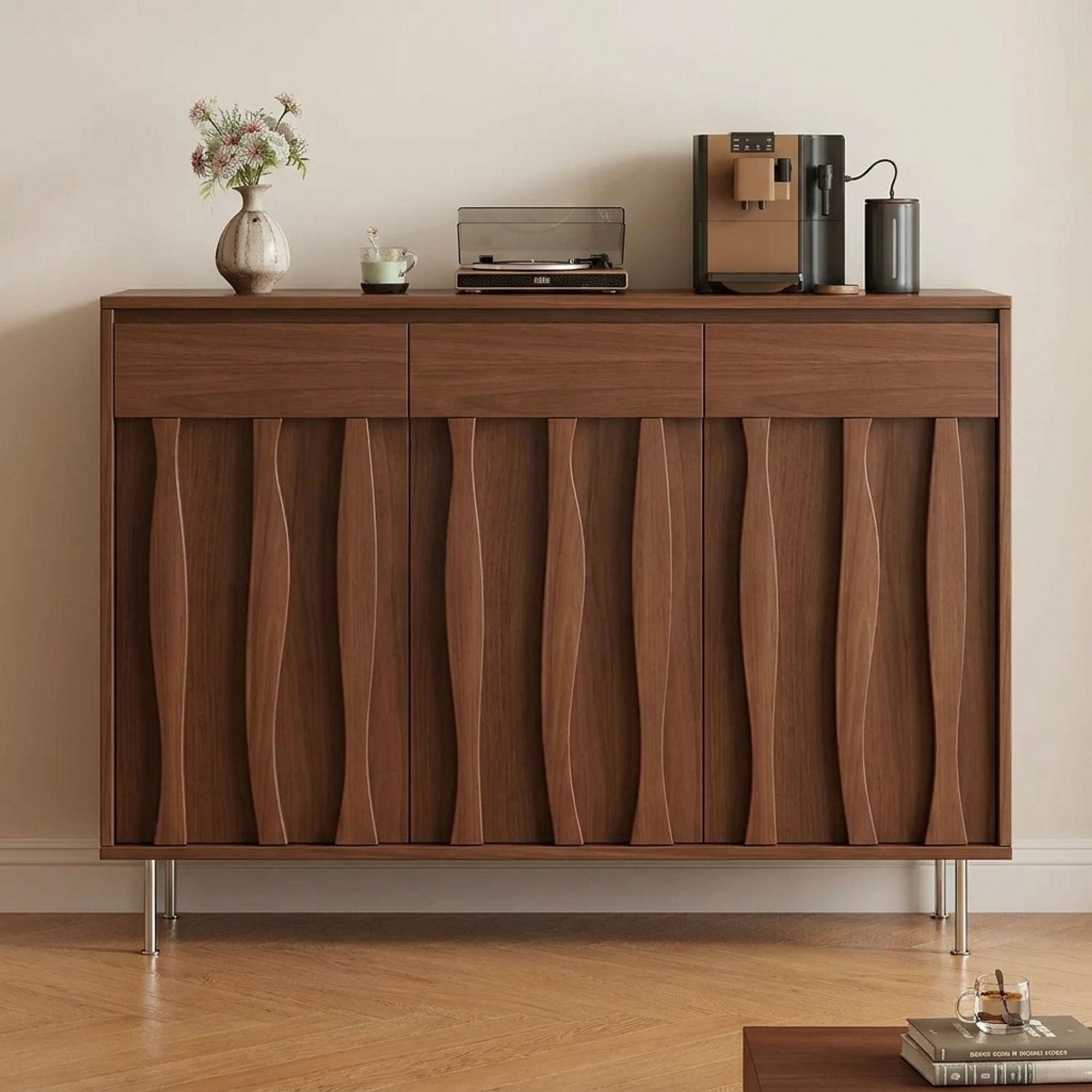 31.5" Mid-Century Modern Engineered Wood Sideboard with Storage
