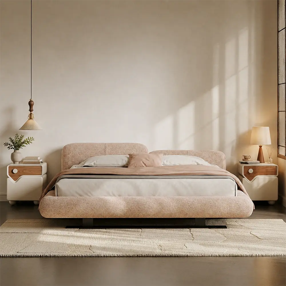 Organic Modern Linen Upholstered Bed Frame