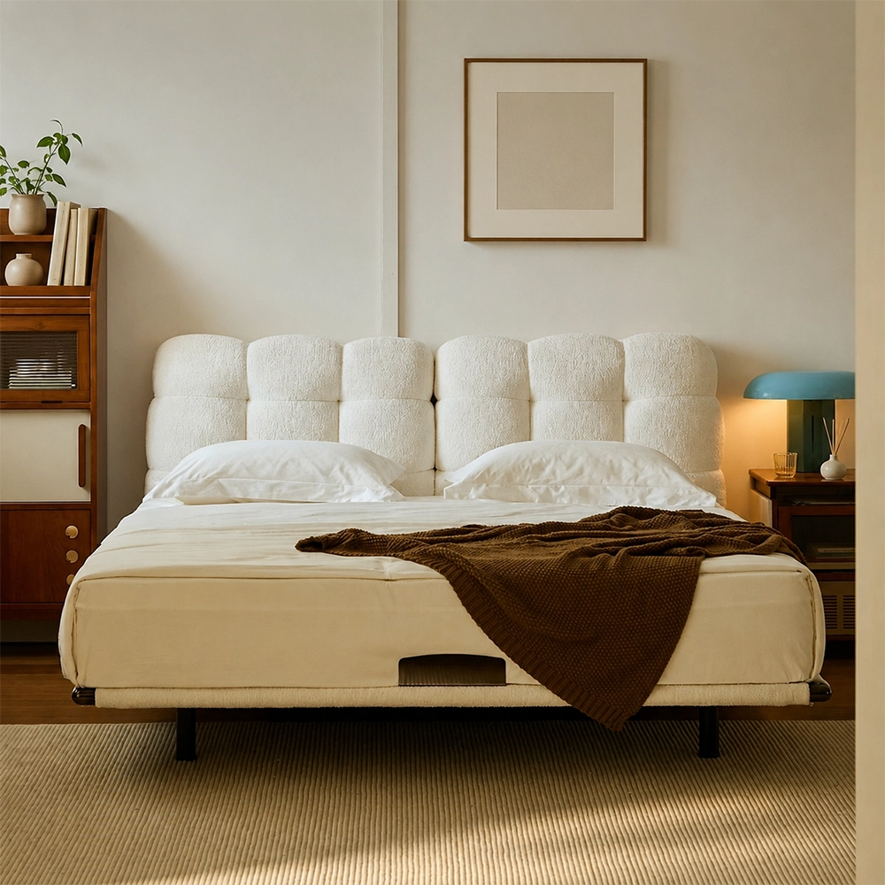 Organic Modern Chenille Upholstered Bed Frame