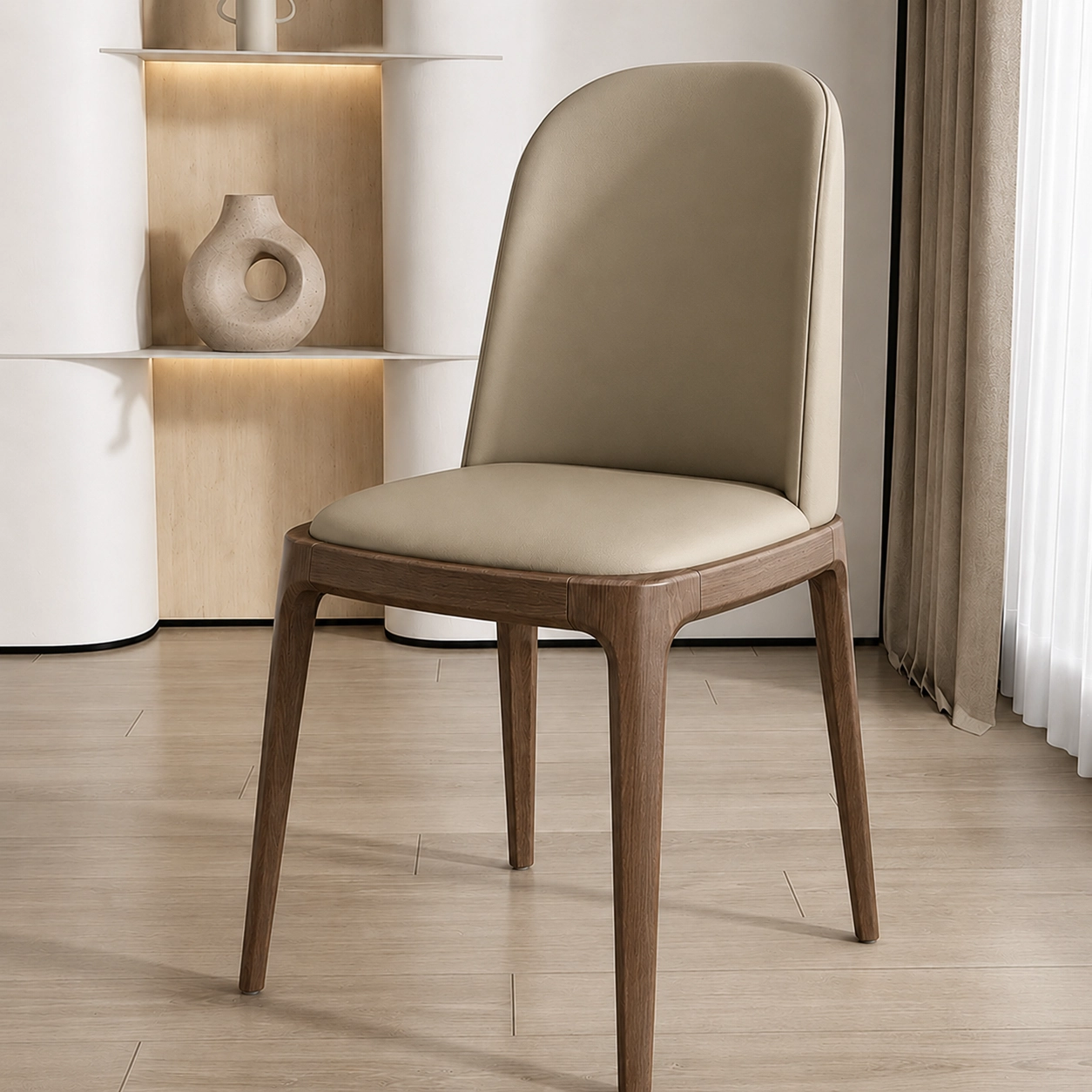 Japandi PU Upholstered Dining Chair