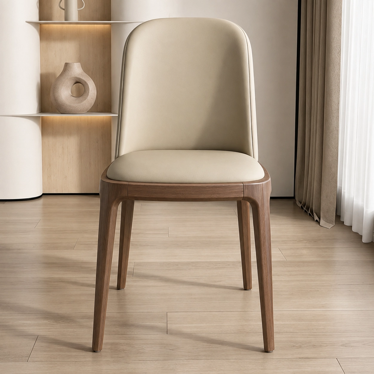 Japandi PU Upholstered Dining Chair