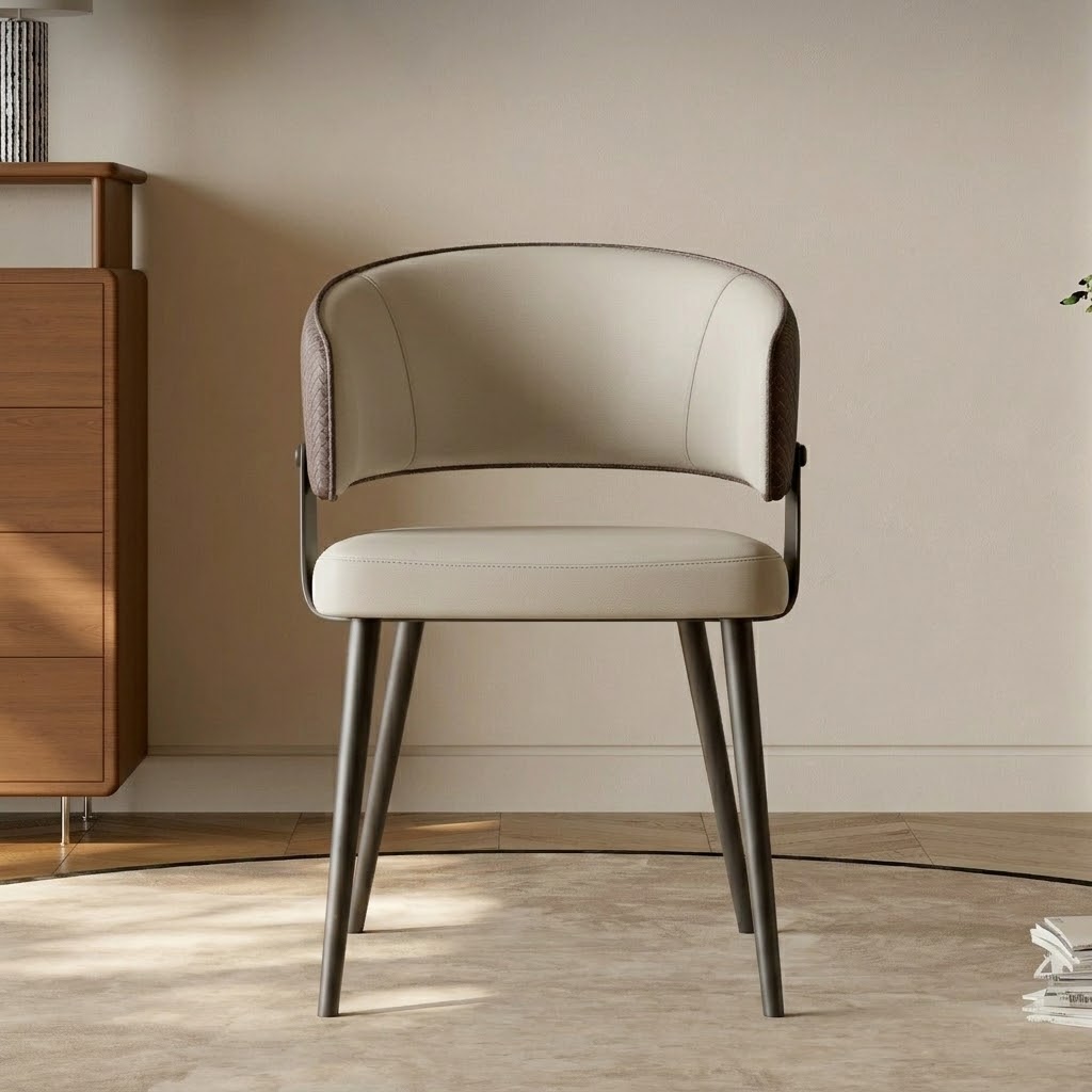 Modern Linen Dining Chair with Arms