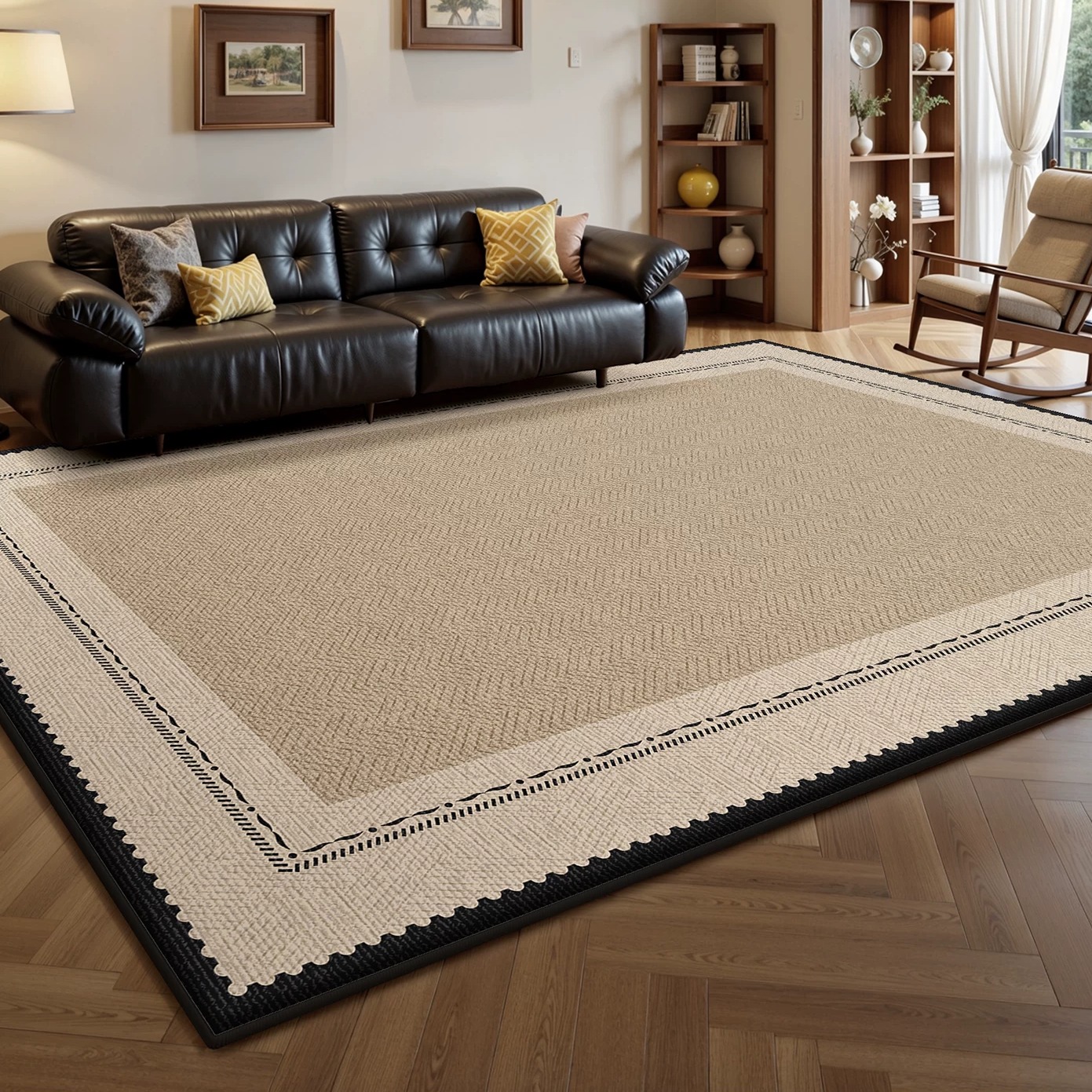 70.9" Geometric Loop pile Washable Area Rug