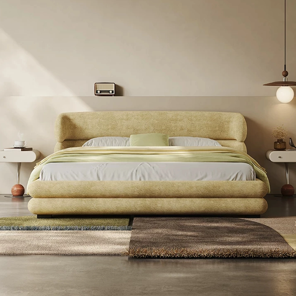 Organic Modern Fabric Upholstered Bed Frame