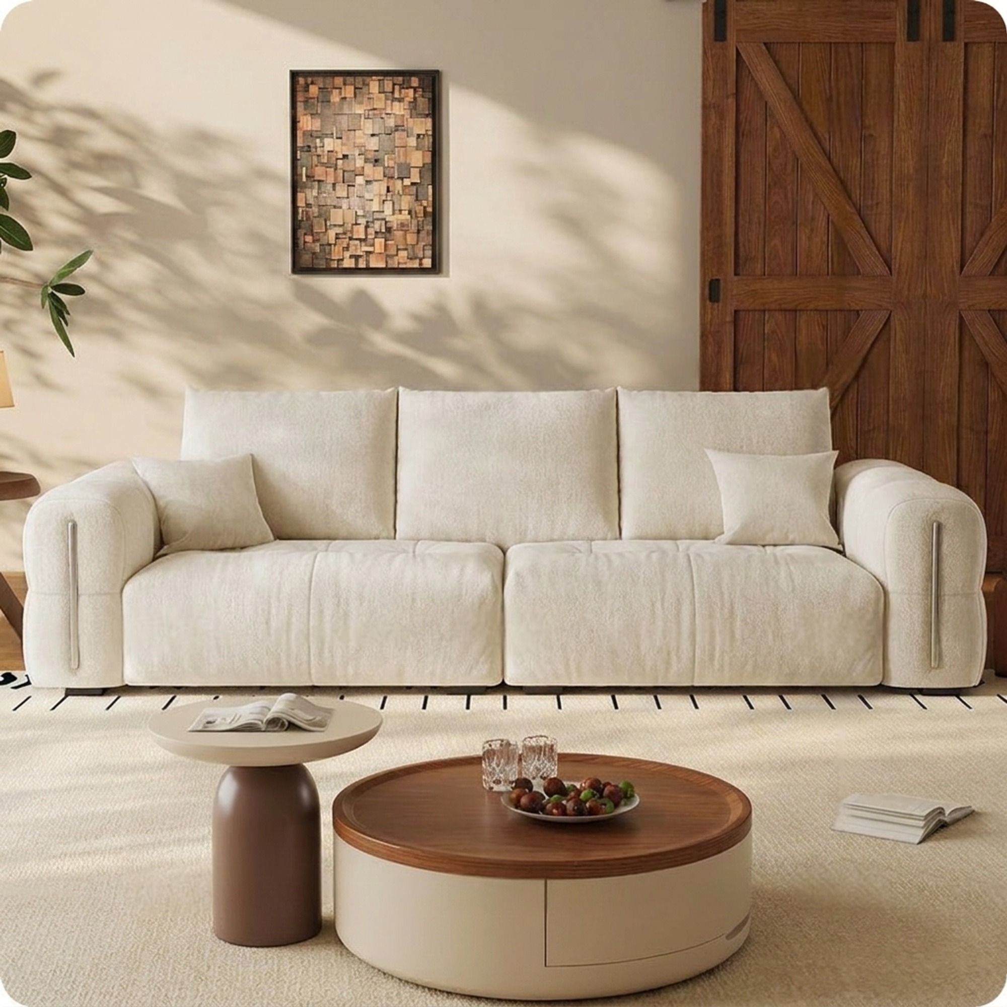 106.3" Organic Modern Fabric Sofa Deep Seat