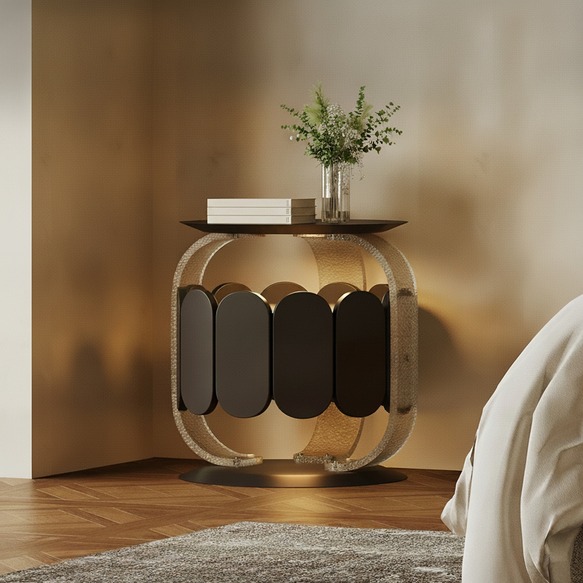20.5" Luxury Engineered Wood Nightstand LED