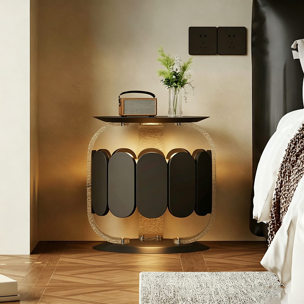 20.5" Luxury Engineered Wood Nightstand LED