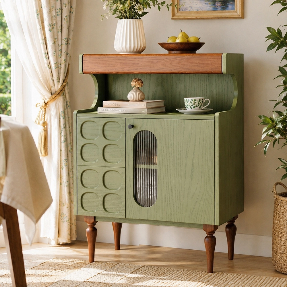 24.8" Contemporary Ash Wood Sideboard with Drawers
