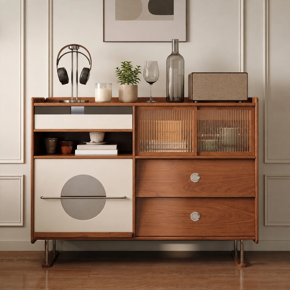 47.2" Contemporary Solid Wood Sideboard with Drawers
