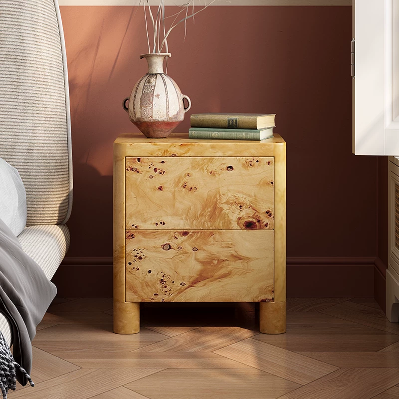 17.7" Luxury Plywood and Solid Wood Nightstand with Drawers